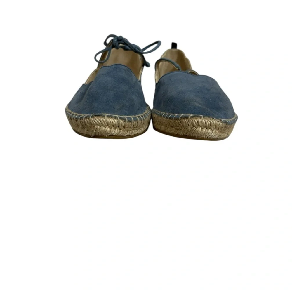 Boden Blue Suede Scalloped Tie Up Isabella Espadrilles Flats Size 42 / US 10.5